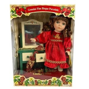 Collector's Choice Genuine Fine Bisque Porcelain Doll Limited Edition‎ Red Dress
